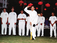 Michael Yek demonstrates the tai chi sword form, 2005 Lantern Festival in Albert Park